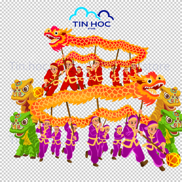 Mẫu múa lân vector đường nét tinh xảo giúp Designer dễ dàng tùy chỉnh cho mọi ấn phẩm Tết