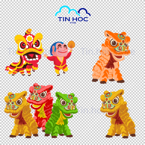 Mẫu múa lân ông địa vector chibi đáng yêu là giải pháp hoàn hảo cho bao bì bánh kẹo thiếu nhi
