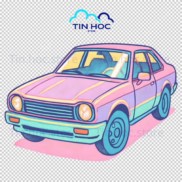 Mẫu xe hơi vector tối giản với các mảng màu phẳng giúp người dùng dễ dàng thay đổi màu sắc