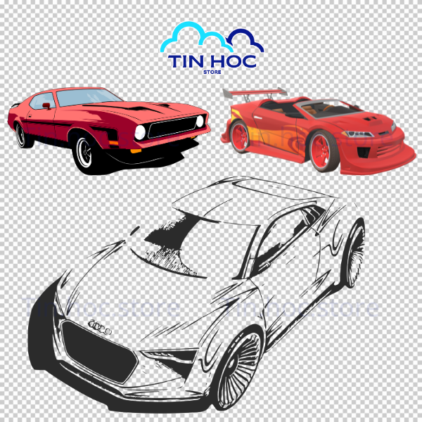 Mẫu xe thể thao vector với góc nhìn nghiêng 3/4 giúp phô diễn trọn vẹn vẻ đẹp