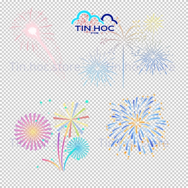 Pháo hoa vector sắc màu rực rỡ nghệ thuật