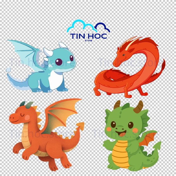 Mẫu thiết kế rồng chibi vector dễ thương cho dự án trẻ em