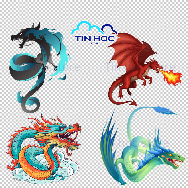 Mẫu hình ảnh rồng vector png tách nền giúp các designer tiết kiệm tối đa thời gian xử lý hậu kỳ