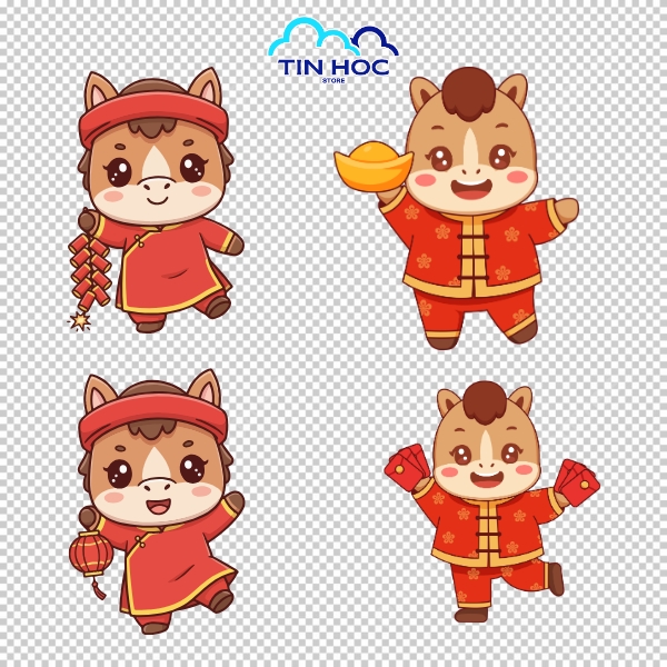 Bộ Vector Ngựa Đầy Sức Sống – Mừng Xuân Bính Ngọ