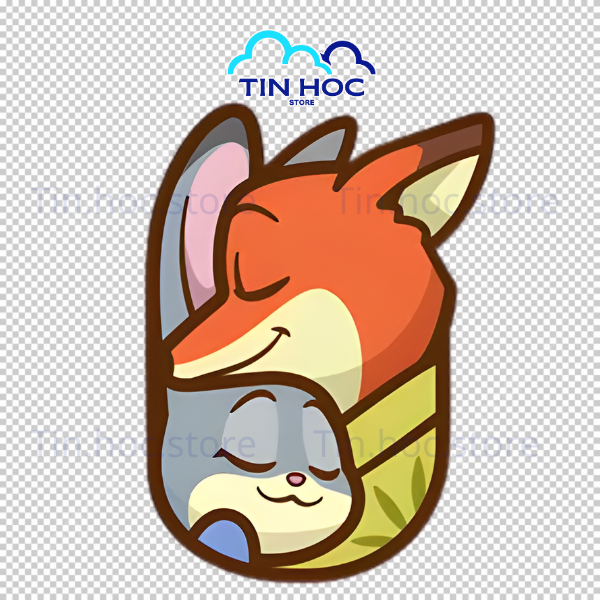 Mẫu hình vẽ chibi đáng yêu của bộ đôi cộng sự cáo thỏ