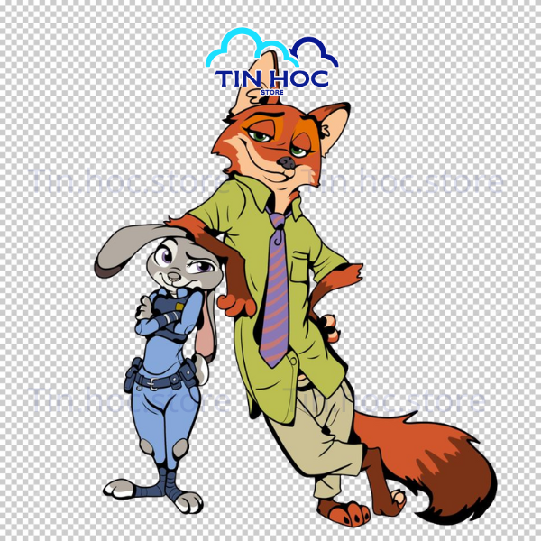 Mẫu vector phim zootopia cặp đôi thỏ & cáo đáng yêu