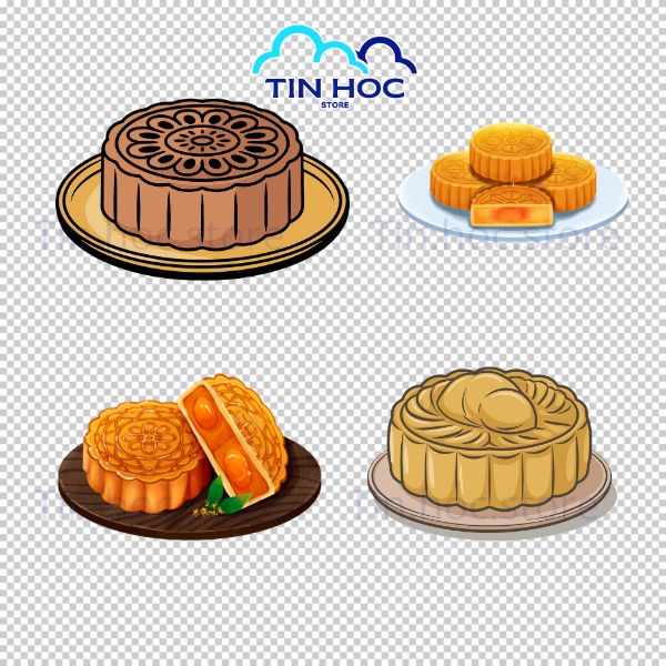 Mẫu bánh trung thu vector phong cách hiện đại tối giản