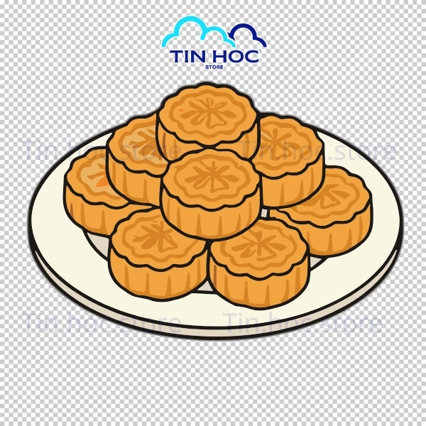 Mẫu bánh trung thu vector và tách trà mạn ấm áp