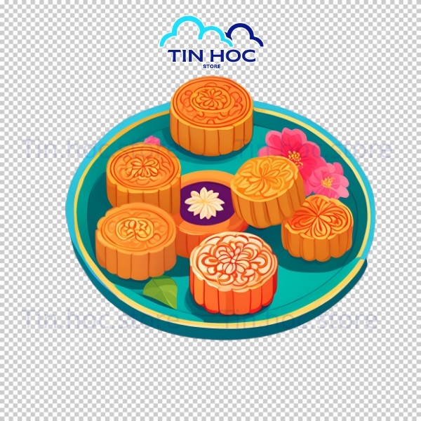 Mẫu bánh trung thu vector bọc trong giấy kiếng hoài cổ