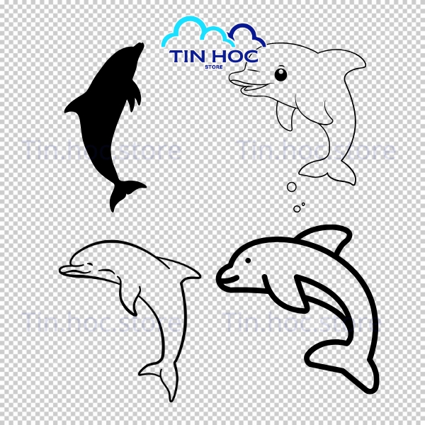 Mẫu cá heo vector phong cách hoạt hình