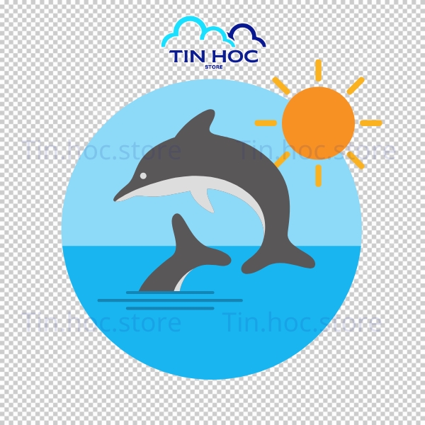 Mẫu cá heo vector đường nét tối giản