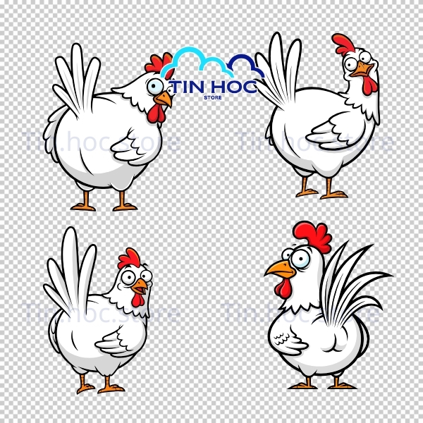 Con gà vector nghệ thuật tối giản