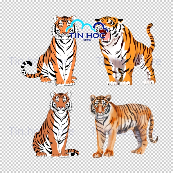 Mẫu con hổ vector nằm nghỉ trong rừng