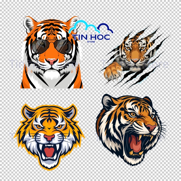 Mẫu con hổ vector mạnh mẽ phong cách hiện đại