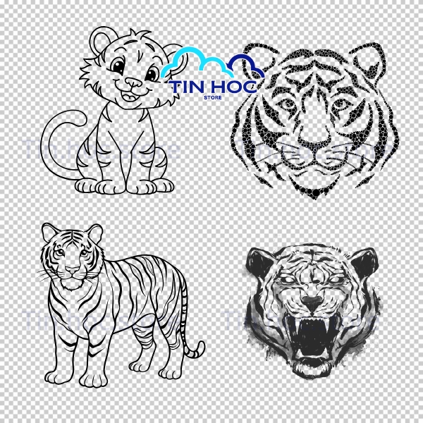 Mẫu con hổ vector hoạt hình dễ thương