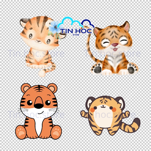 Mẫu con hổ vector chibi đáng yêu
