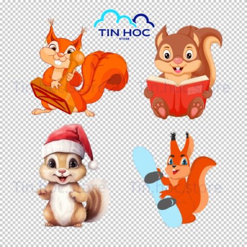 Mẫu con sóc vector cute phong cách tối giản
