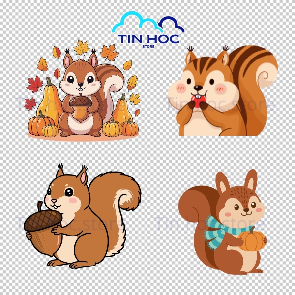 Mẫu con sóc vector cartoon vui nhộn