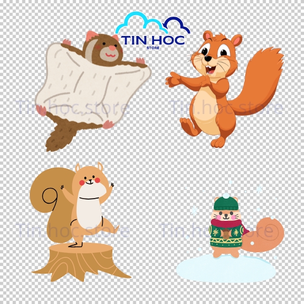 Mẫu con sóc vector dễ thương cho in ấn