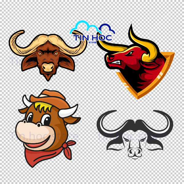 Mẫu thiết kế logo hình đầu trâu cách điệu thể hiện sự uy quyền, phù hợp cho các câu lạc bộ thể thao hoặc gym