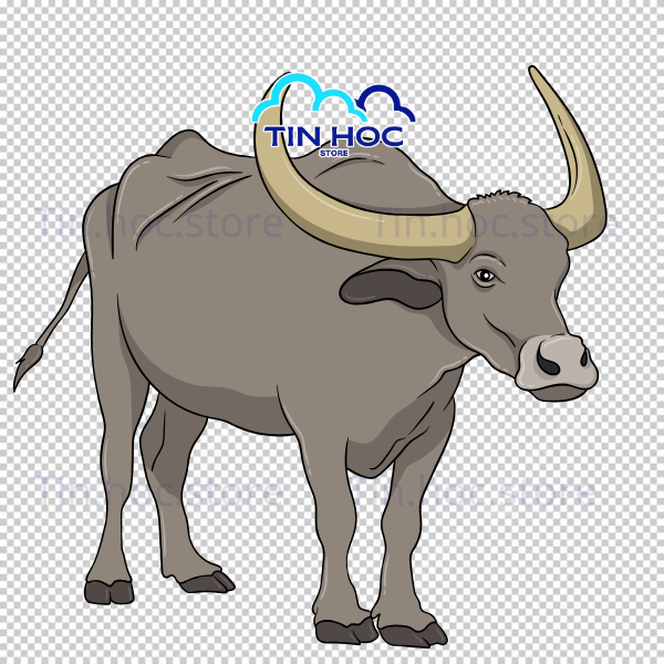 Mẫu linh vật vector trâu cày ruộng là biểu tượng kinh điển trong các thiết kế về chủ đề nông nghiệp