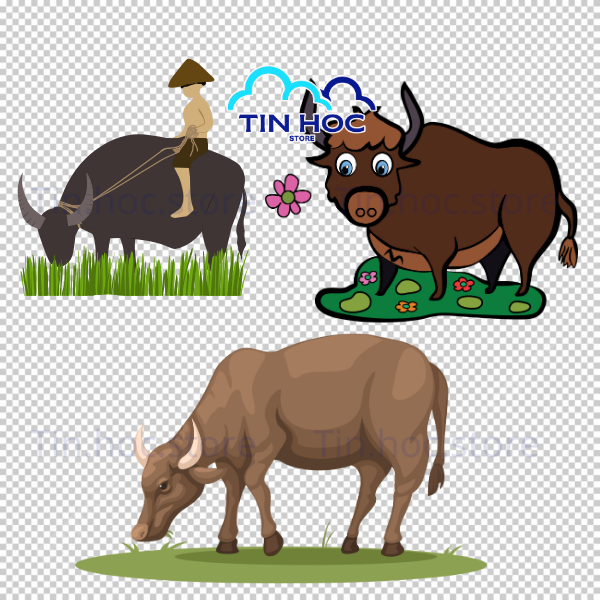 Mẫu trâu chibi với biểu cảm đáng yêu là lựa chọn tuyệt vời cho các bộ sticker