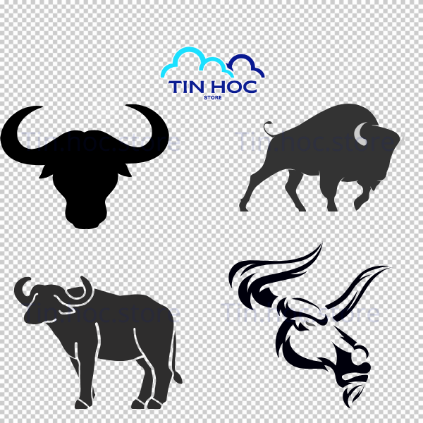 Mẫu logo con trâu được tối giản hóa bằng các nét đơn giúp tạo dấu ấn thương hiệu mạnh mẽ và chuyên nghiệp