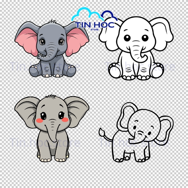 Mẫu con voi vector phong cách tối giản