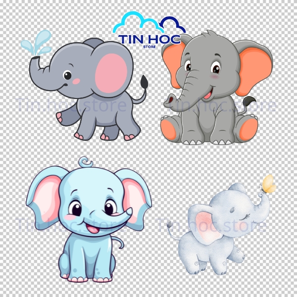Mẫu con voi vector nền trong suốt