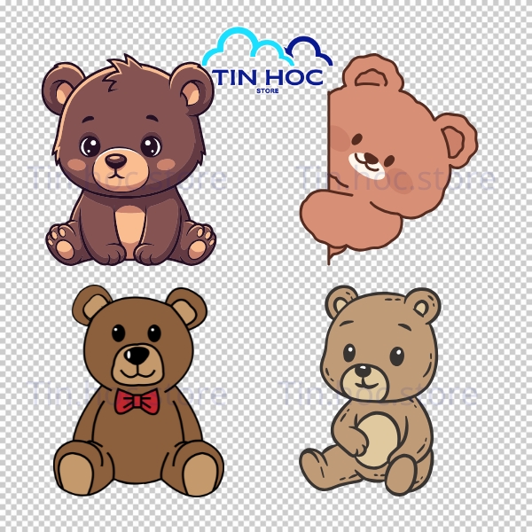 Mẫu gấu vector gấu con vui nhộn