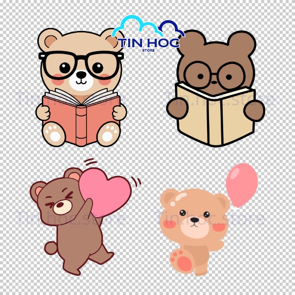 Mẫu gấu vector gấu dễ thương phong cách cartoon