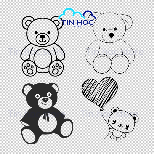 Mẫu gấu vector gấu cute dùng cho in sticker