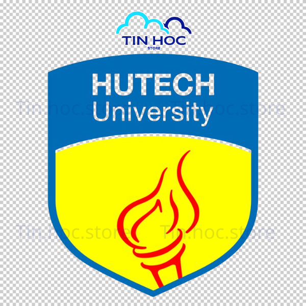 Mẫu logo Hutech chuẩn bao gồm biểu tượng chiếc khiên truyền thống kết hợp với tên trường