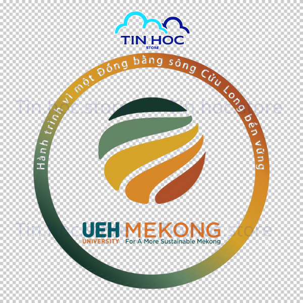 Mẫu logo UEH Mekong với biểu tượng đặc trưng của phân hiệu Vĩnh Long