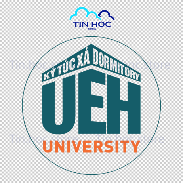 Mẫu biểu tượng logo UEH ký túc xá cho mạng xã hội được căn chỉnh tỉ lệ vàng, phù hợp làm ảnh đại diện