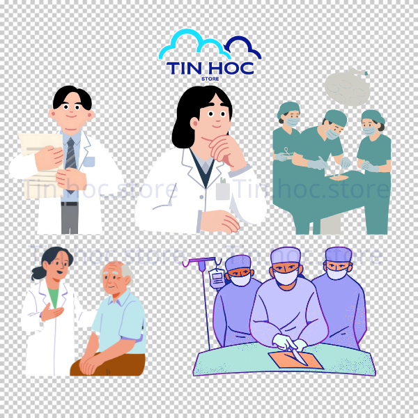 Mẫu bác sĩ phẫu thuật trong phòng mổ với đầy đủ trang thiết bị y tế hiện đại dạng vector