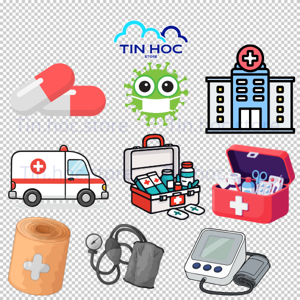 Mẫu các họa tiết xe cứu thương, hộp cứu thương,... định dạng PNG tách nền