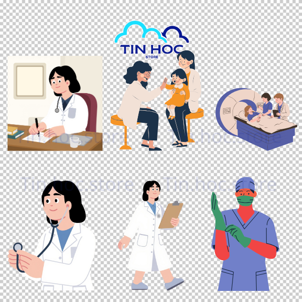 Mẫu bác sĩ đang ngồi làm việc bên bàn giấy, phù hợp cho các hình ảnh minh họa bài viết chia sẻ kiến thức