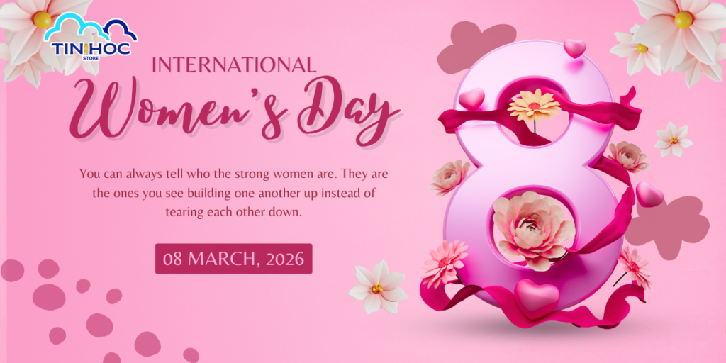 Mẫu background 8/3 với tông màu hồng pastel dịu dàng mang đến cảm giác thanh lịch và nữ tính