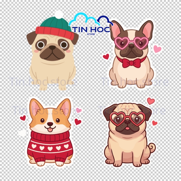 Mẫu con chó vector phong cách chibi dễ thương