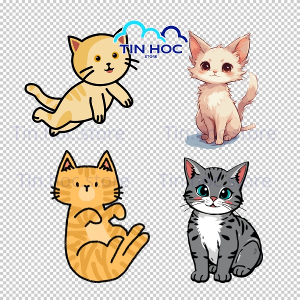 Con mèo vector chibi mắt to long lanh