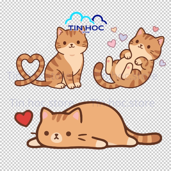 Con mèo vector phong cách sticker đáng yêu