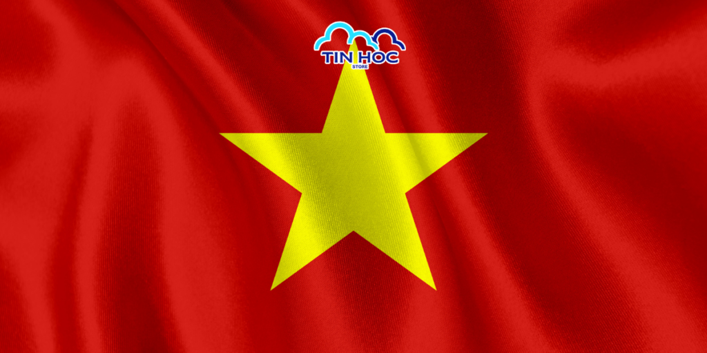 Mẫu background cờ Tổ quốc vải lụa mềm mại dập dìu trong gió, tạo điểm nhấn nghệ thuậ