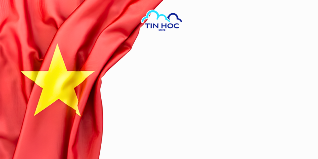 Mẫu hình nền cờ việt nam dải lụa kết hợp phông trắng