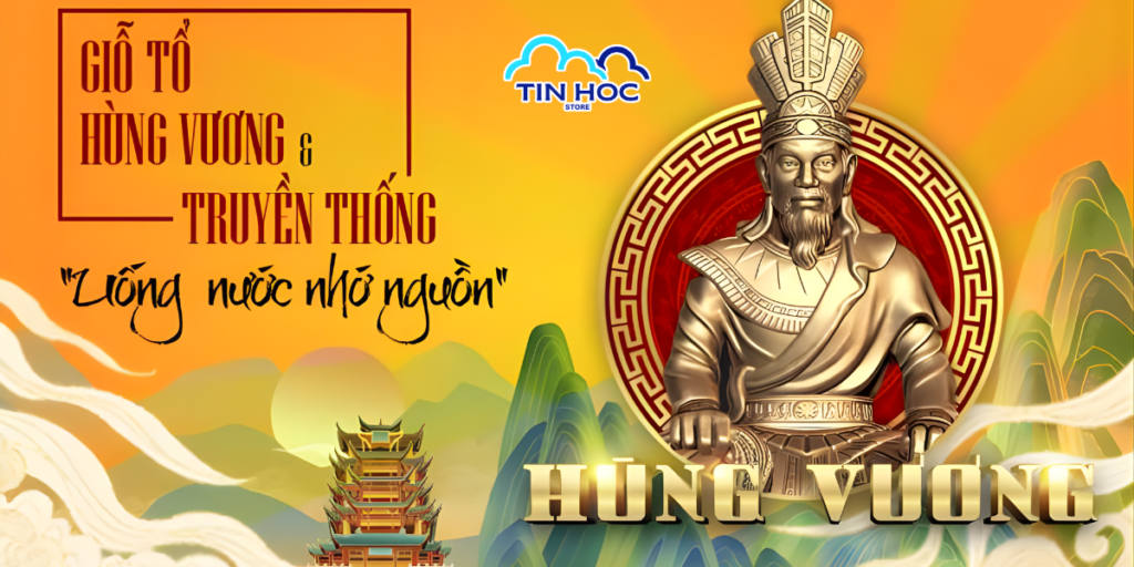 Mẫu phông nền lễ hội Đền Hùng 4K khắc họa cổng đền uy nghi giữa núi non Nghĩa Lĩnh hùng vĩ