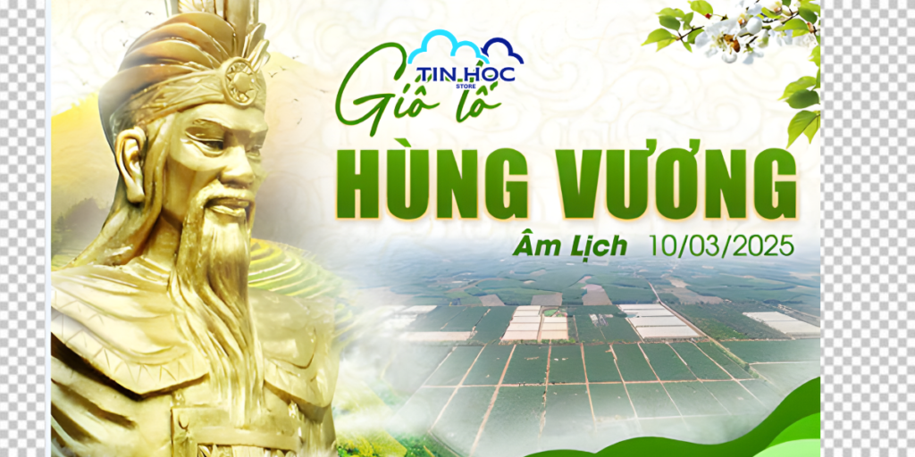 Mẫu banner quảng bá lễ hội Đền Hùng được phối màu gradient sang trọng thu hút mọi ánh nhìn