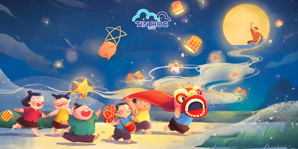 Mẫu phông nền ánh trăng vàng lung linh rực rỡ, phù hợp làm backdrop sân khấu sự kiện lớn