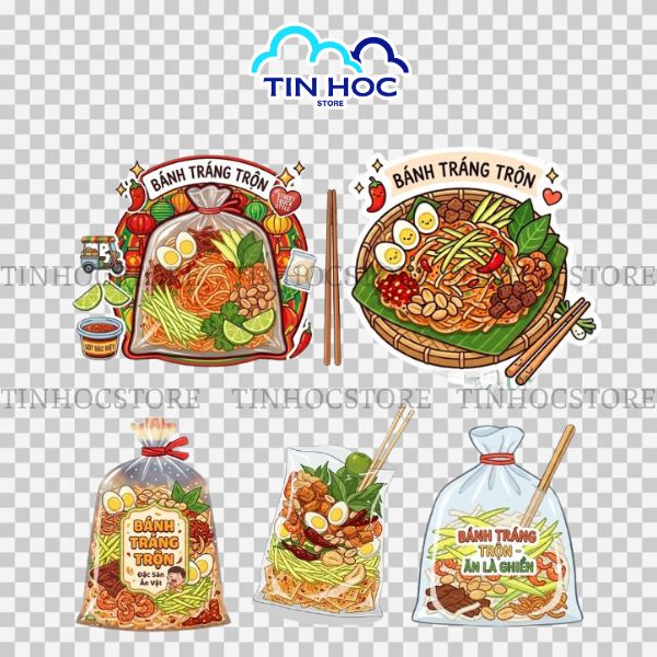 Các loại bánh tráng trộn vector