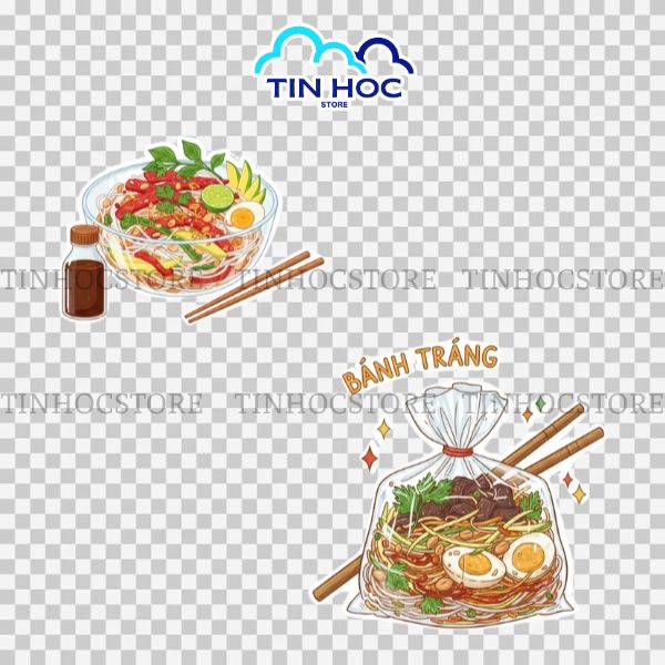 Bánh tráng trộn kèm nước sốt vector