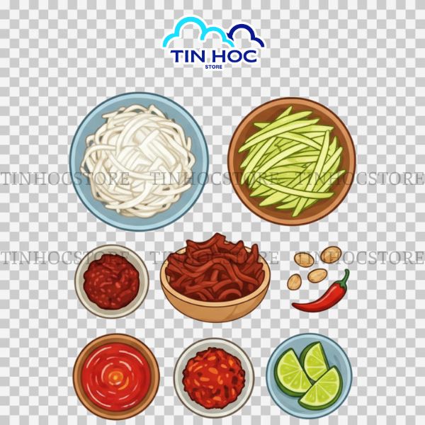thành phần bánh tráng trộn vector